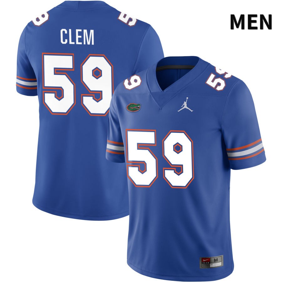 NCAA Florida Gators Hayden Clem Men's #59 Jordan Brand Royal 2022 NIL Stitched Authentic College Football Jersey VQX4164ZE